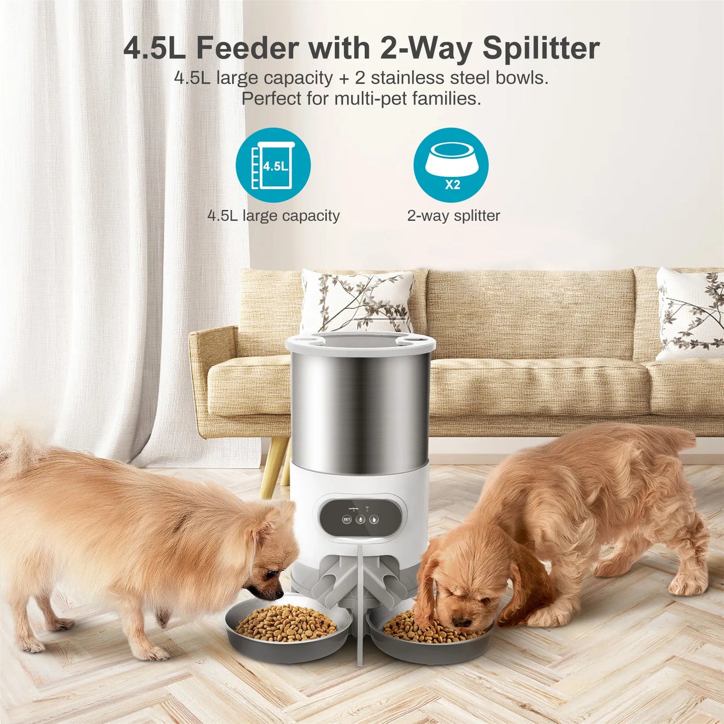 45L Smart Pet Feeder with Voice Timer